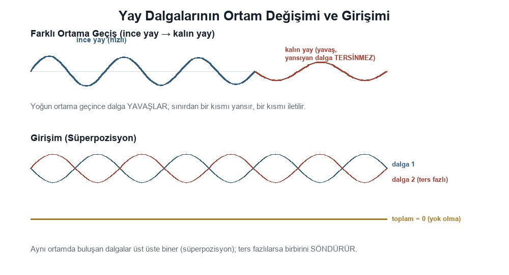 Yay Dalgalarının Farklı Ortamlara Geçişi ve Yay Dalgalarının Girişimi