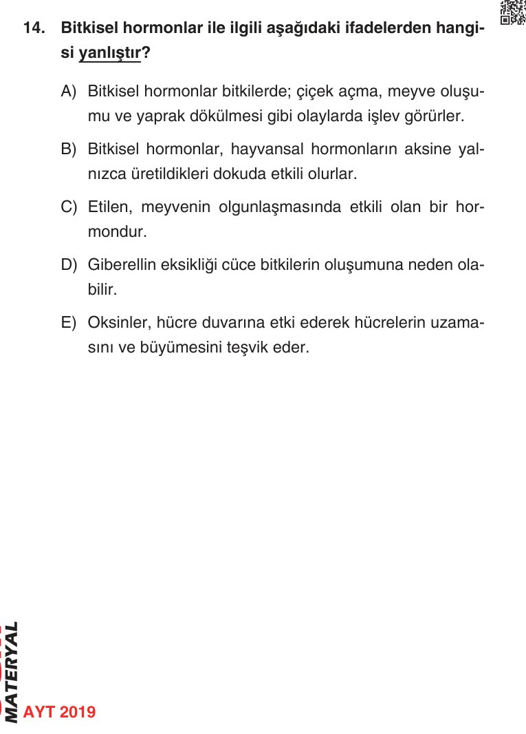 Gerçek Sınav Sorusu