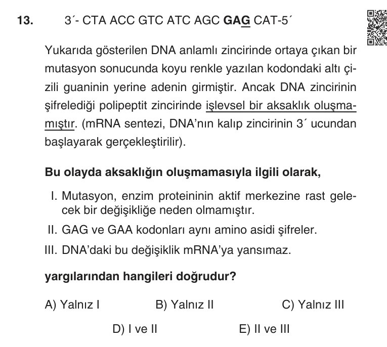 Gerçek Sınav Sorusu