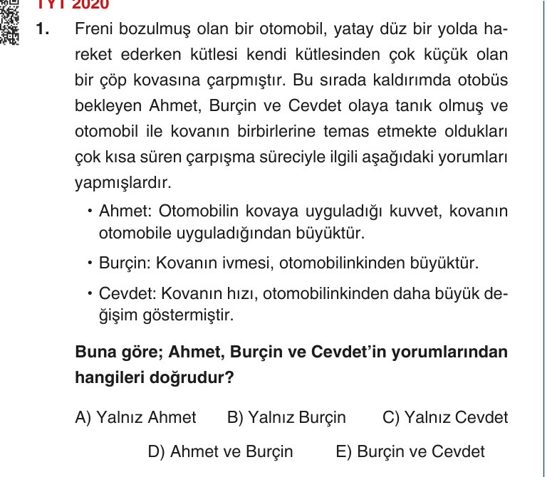 Gerçek Sınav Sorusu