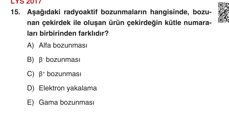 Gerçek Sınav Sorusu