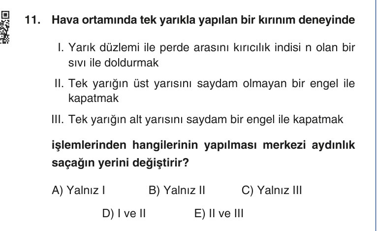 Gerçek Sınav Sorusu