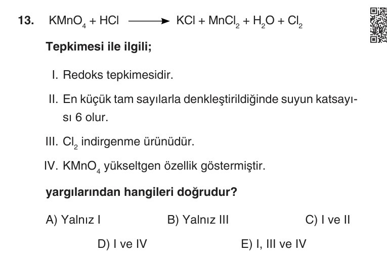 Gerçek Sınav Sorusu