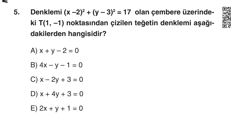 Gerçek Sınav Sorusu