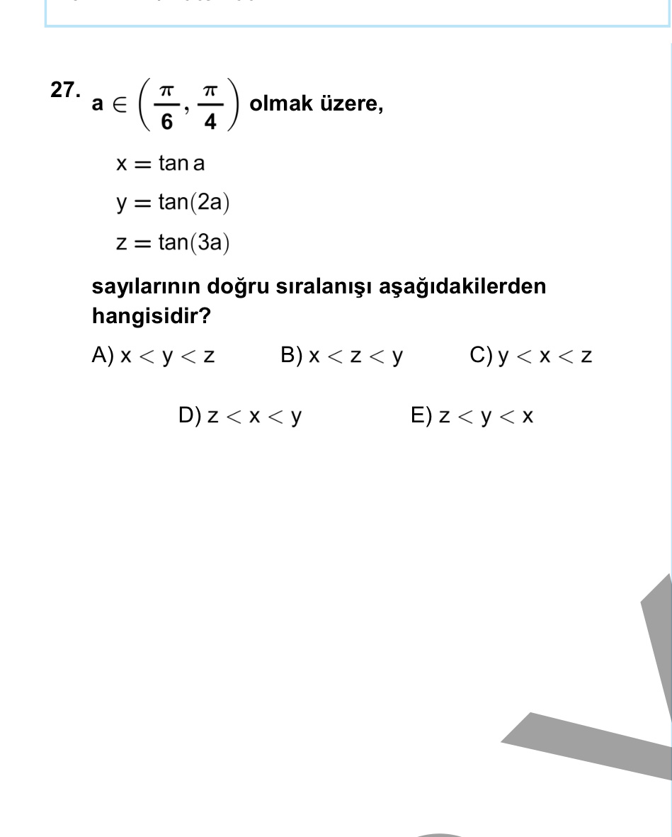Gerçek Sınav Sorusu