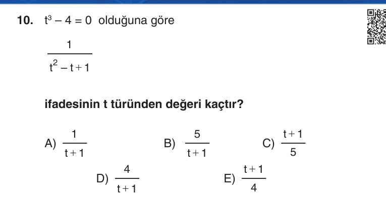 Gerçek Sınav Sorusu