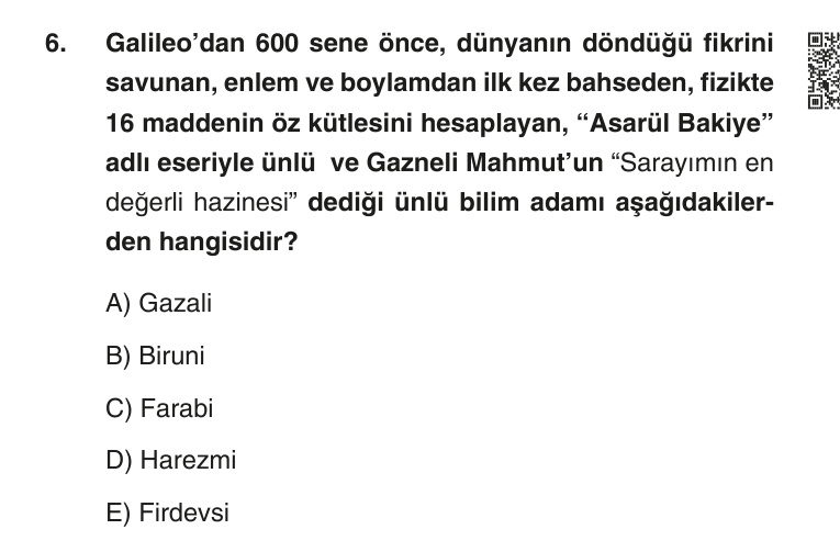 Gerçek Sınav Sorusu