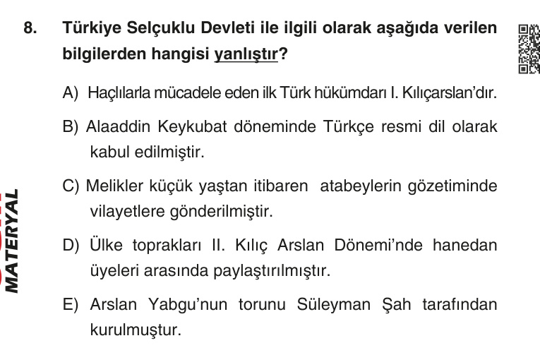 Gerçek Sınav Sorusu