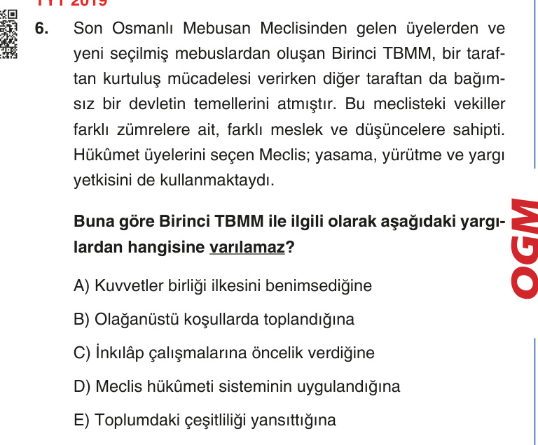 Gerçek Sınav Sorusu