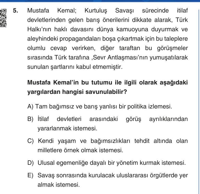 Gerçek Sınav Sorusu
