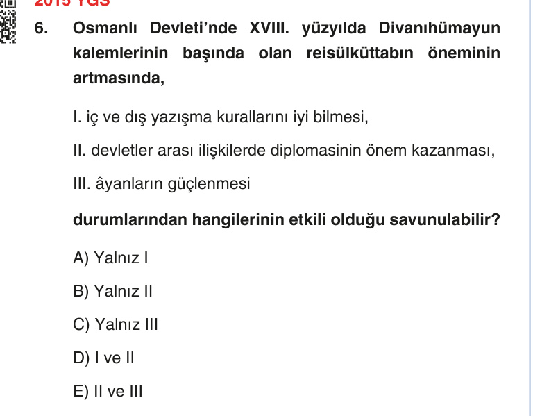 Gerçek Sınav Sorusu