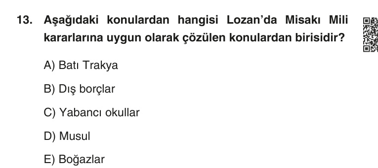 Gerçek Sınav Sorusu