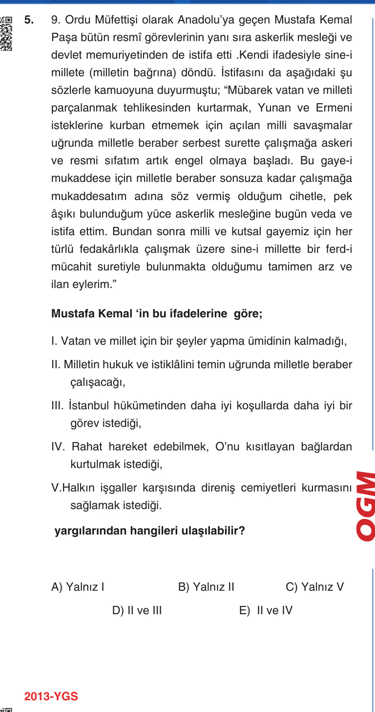 Gerçek Sınav Sorusu