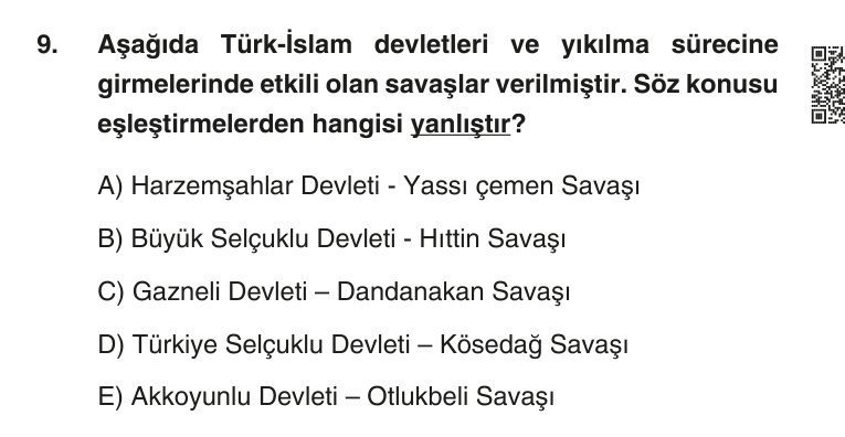 Gerçek Sınav Sorusu
