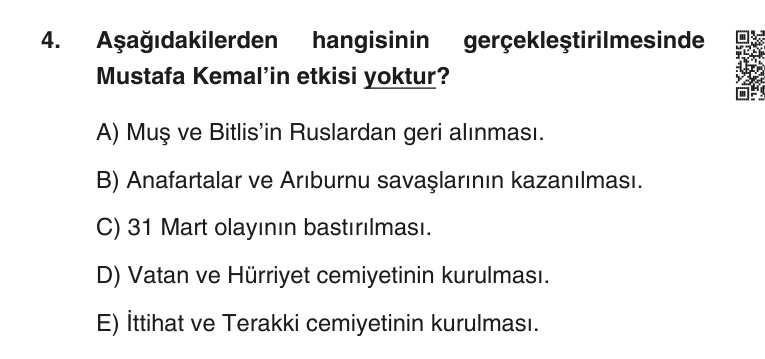 Gerçek Sınav Sorusu