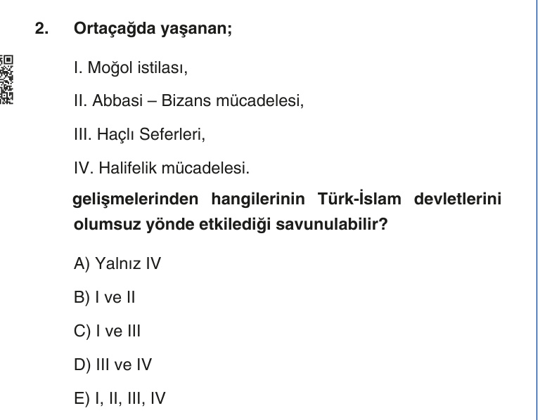 Gerçek Sınav Sorusu