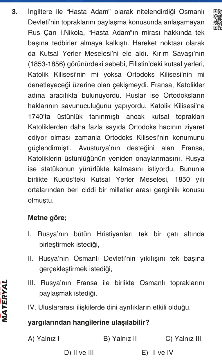 Gerçek Sınav Sorusu