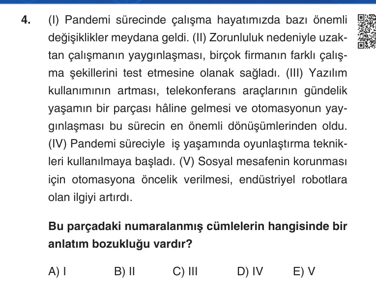 Gerçek Sınav Sorusu