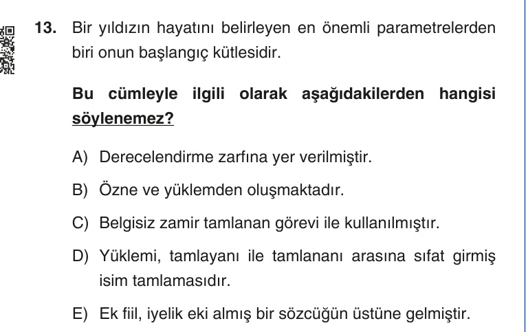 Gerçek Sınav Sorusu