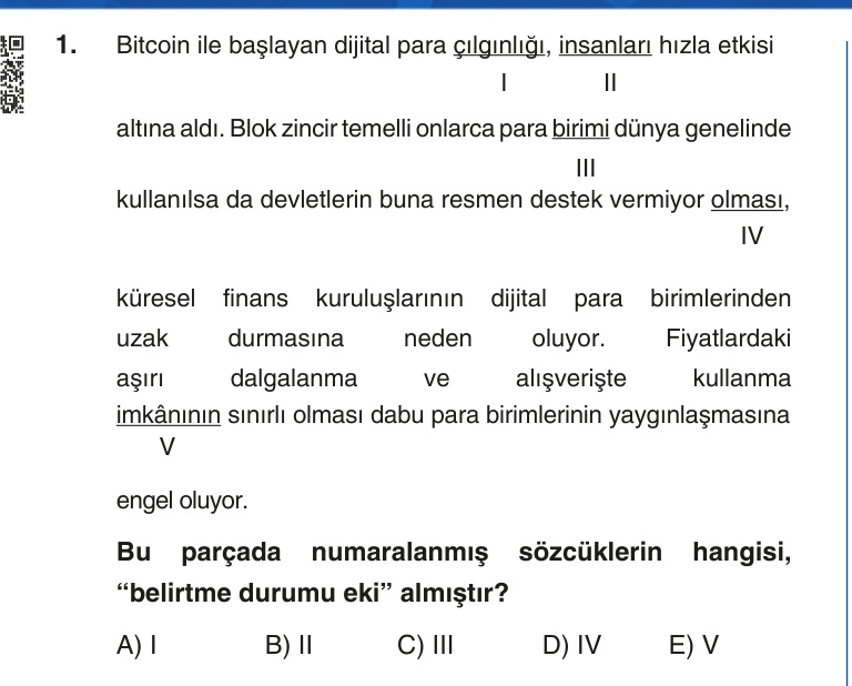Gerçek Sınav Sorusu