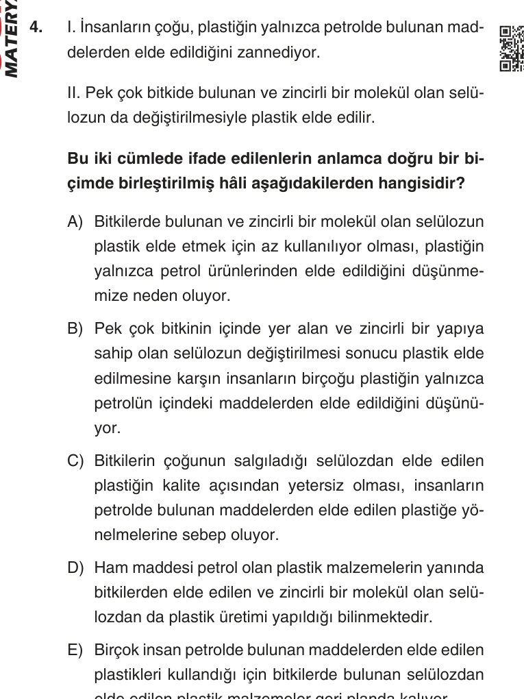 Gerçek Sınav Sorusu
