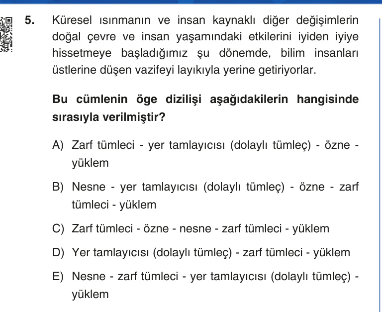 Gerçek Sınav Sorusu