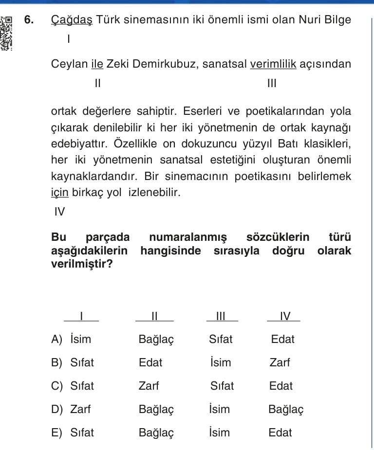 Gerçek Sınav Sorusu