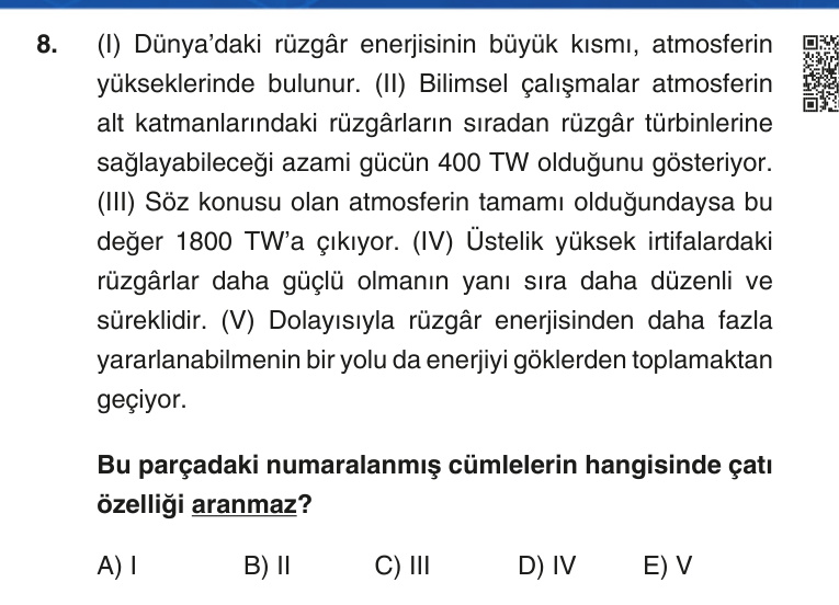 Gerçek Sınav Sorusu