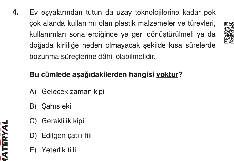 Gerçek Sınav Sorusu