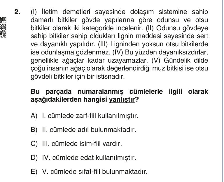 Gerçek Sınav Sorusu
