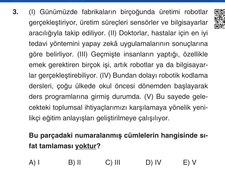 Gerçek Sınav Sorusu