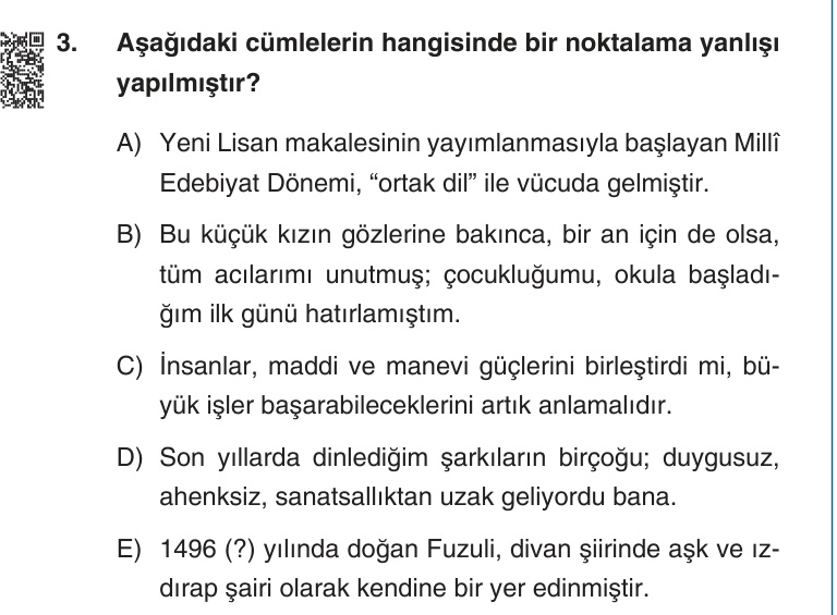 Gerçek Sınav Sorusu