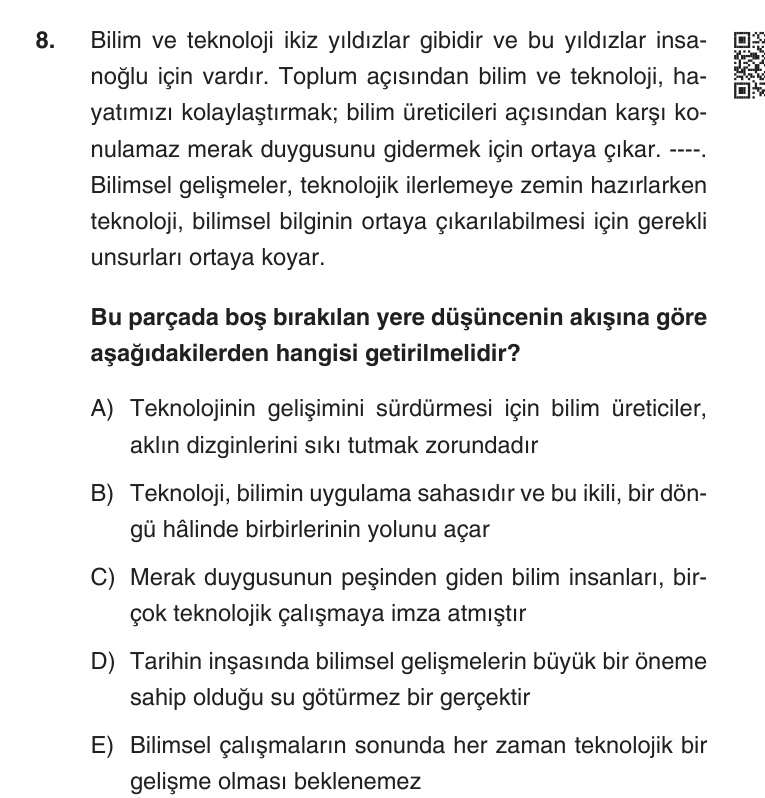Gerçek Sınav Sorusu