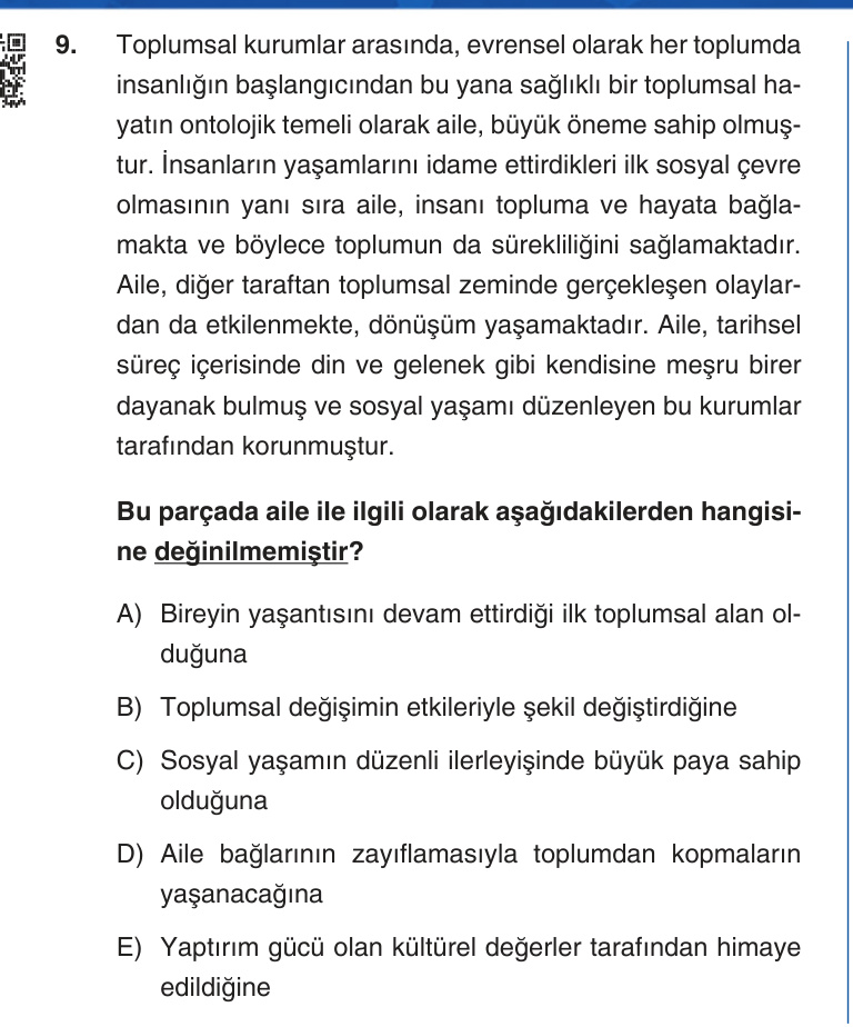 Gerçek Sınav Sorusu