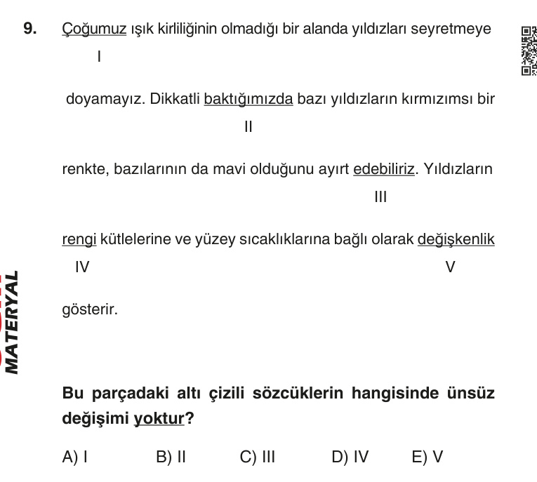 Gerçek Sınav Sorusu