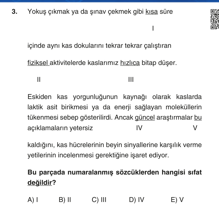 Gerçek Sınav Sorusu