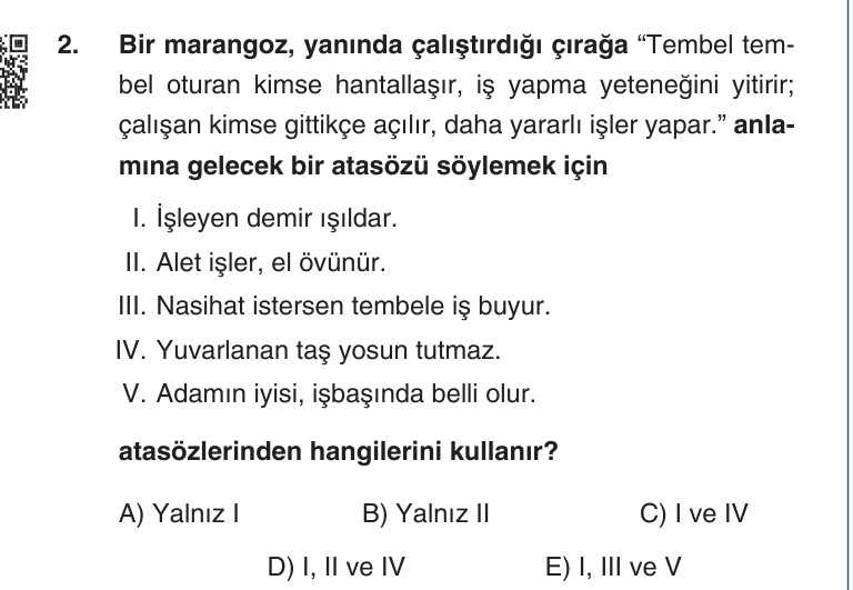 Gerçek Sınav Sorusu