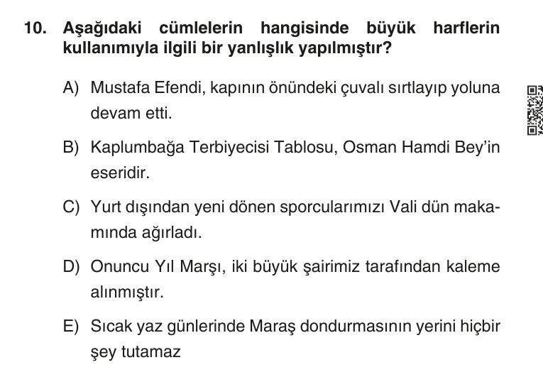 Gerçek Sınav Sorusu