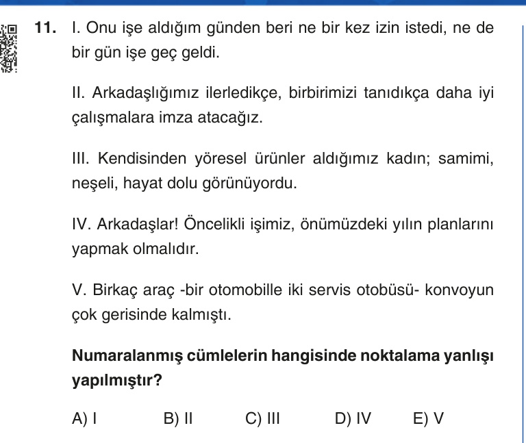 Gerçek Sınav Sorusu