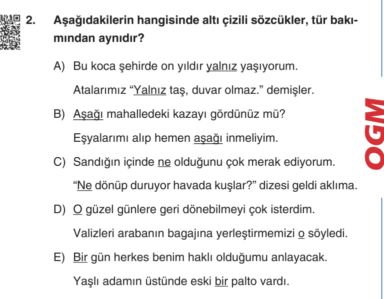 Gerçek Sınav Sorusu